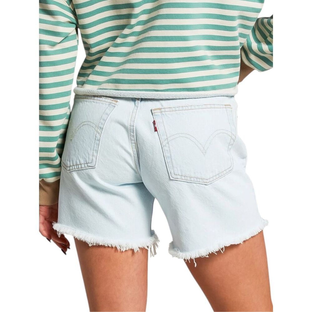 Levi’s 501 Mid Thigh Shorts High Rise Light Wash Button Fly Distresses Denim NWT - Picture 5 of 13